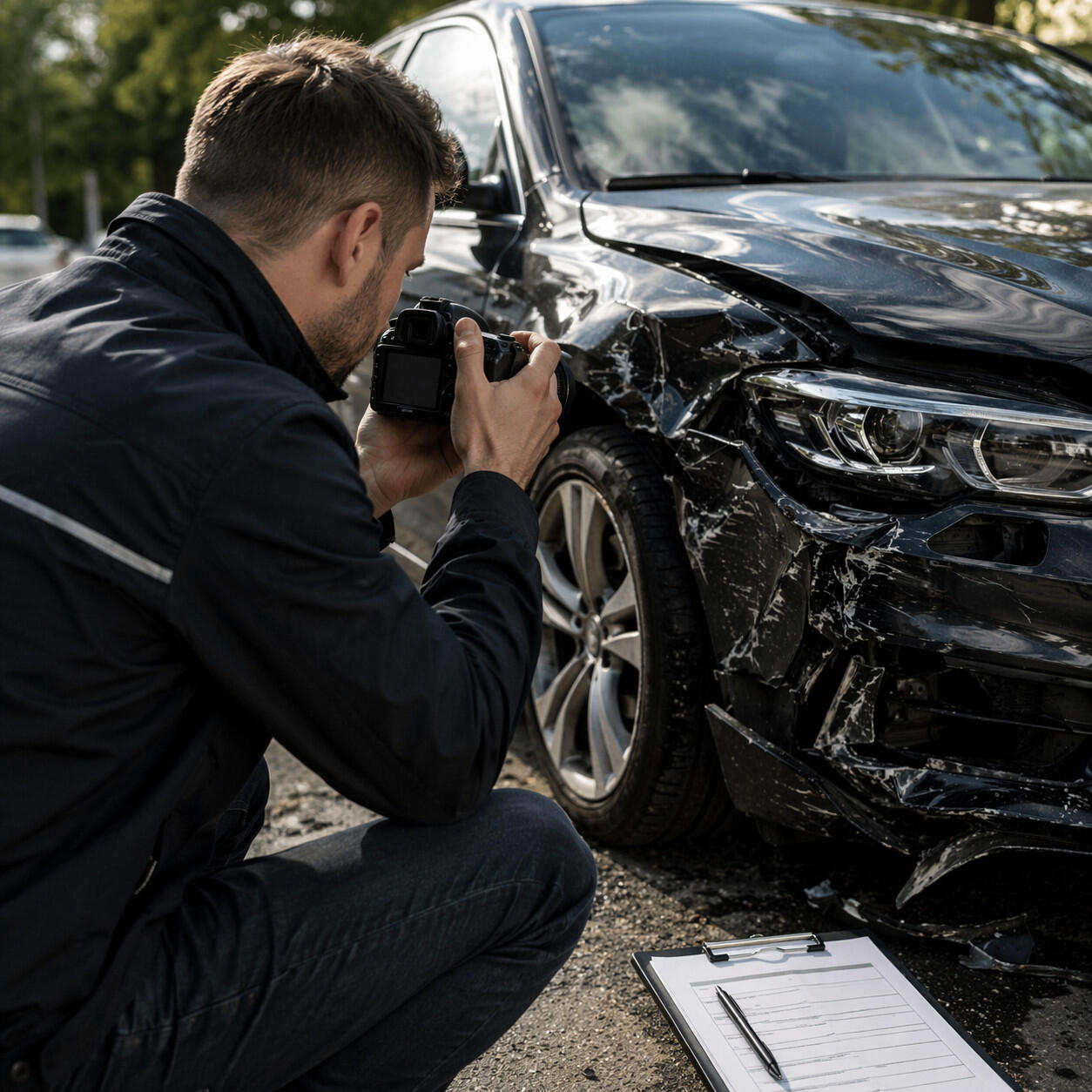 Unfallgutachter bei der Arbeit Unfallgutachter bei der Arbeit